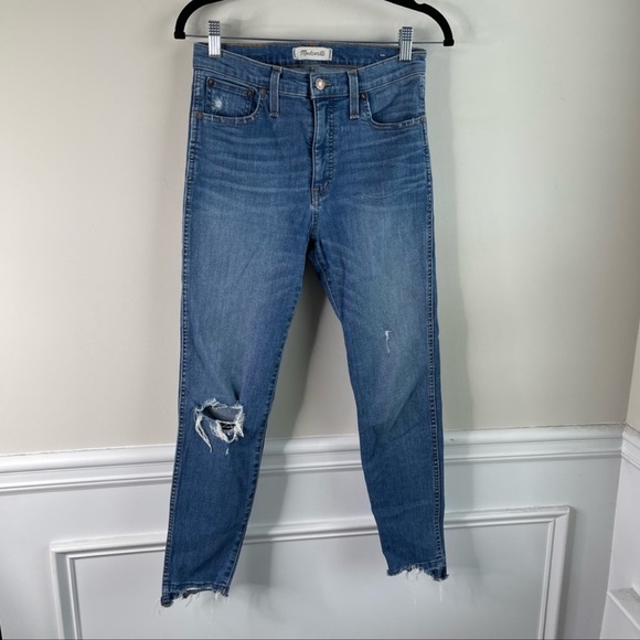 Madewell 10 inch high rise skinny distressed step hem jeans size 26 - Picture 2 of 5